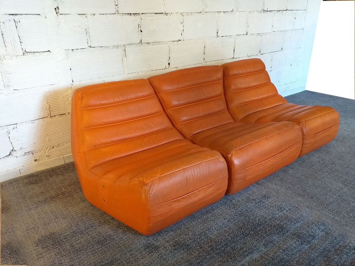 Leather sofa Saparella design Michel Ducaroy 70
