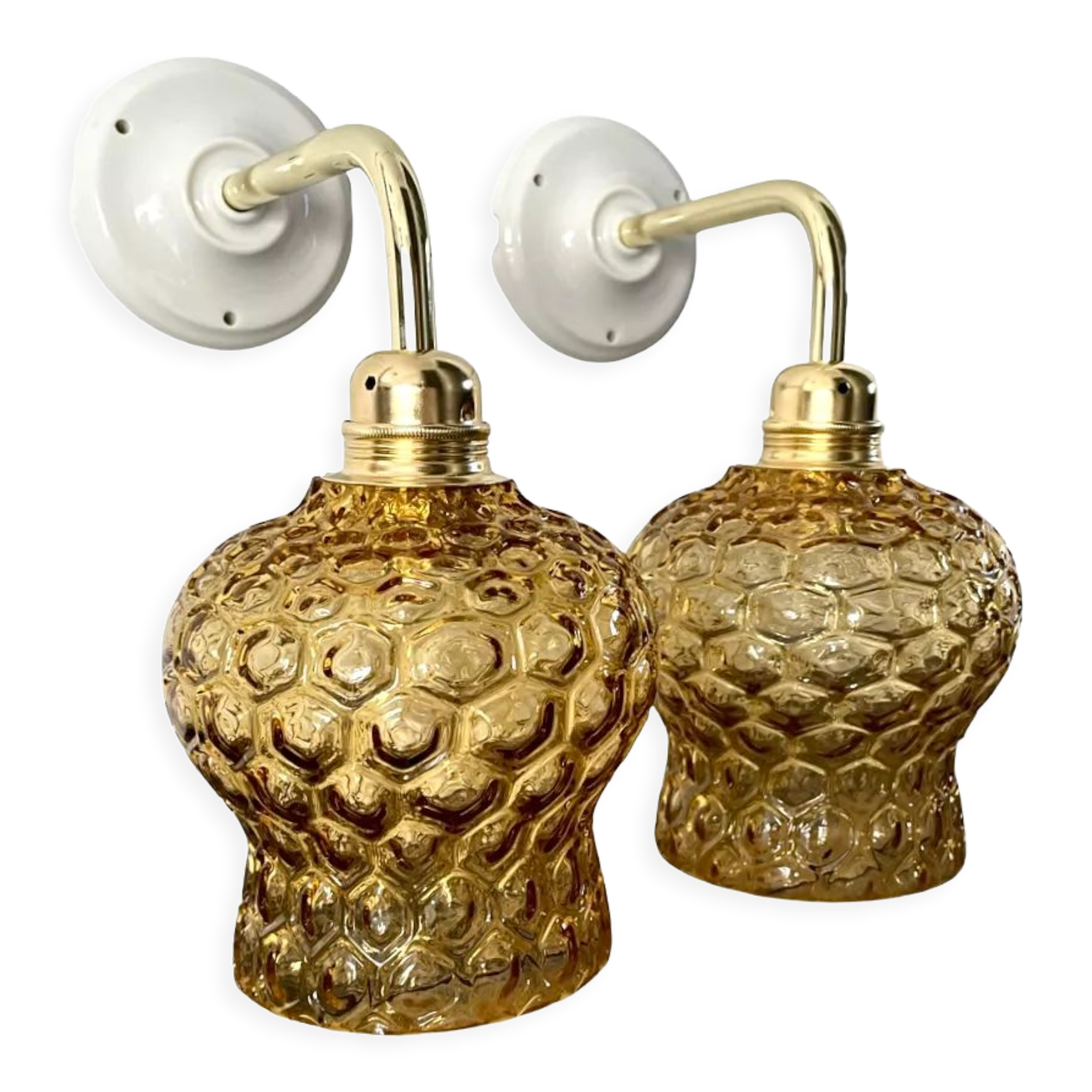 Set of two new electrified bubble glass sconces
