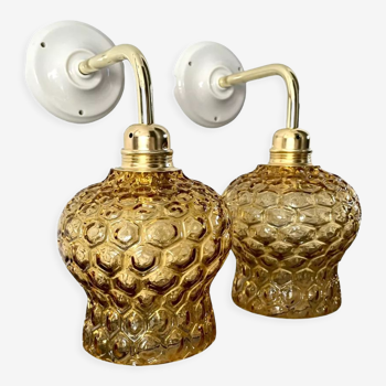 Set of two new electrified bubble glass sconces