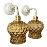 Set of two new electrified bubble glass sconces