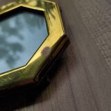 Mini octagonal photo frame in gold metal and vintage glass