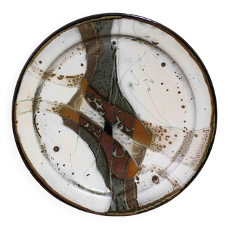 Decorative glazed stoneware plate by Patrick Rollet