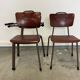 Set of 3 Galvanitas mahogany school chairs 1970s Netherlands