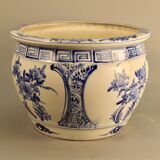Blue earthenware pot cover