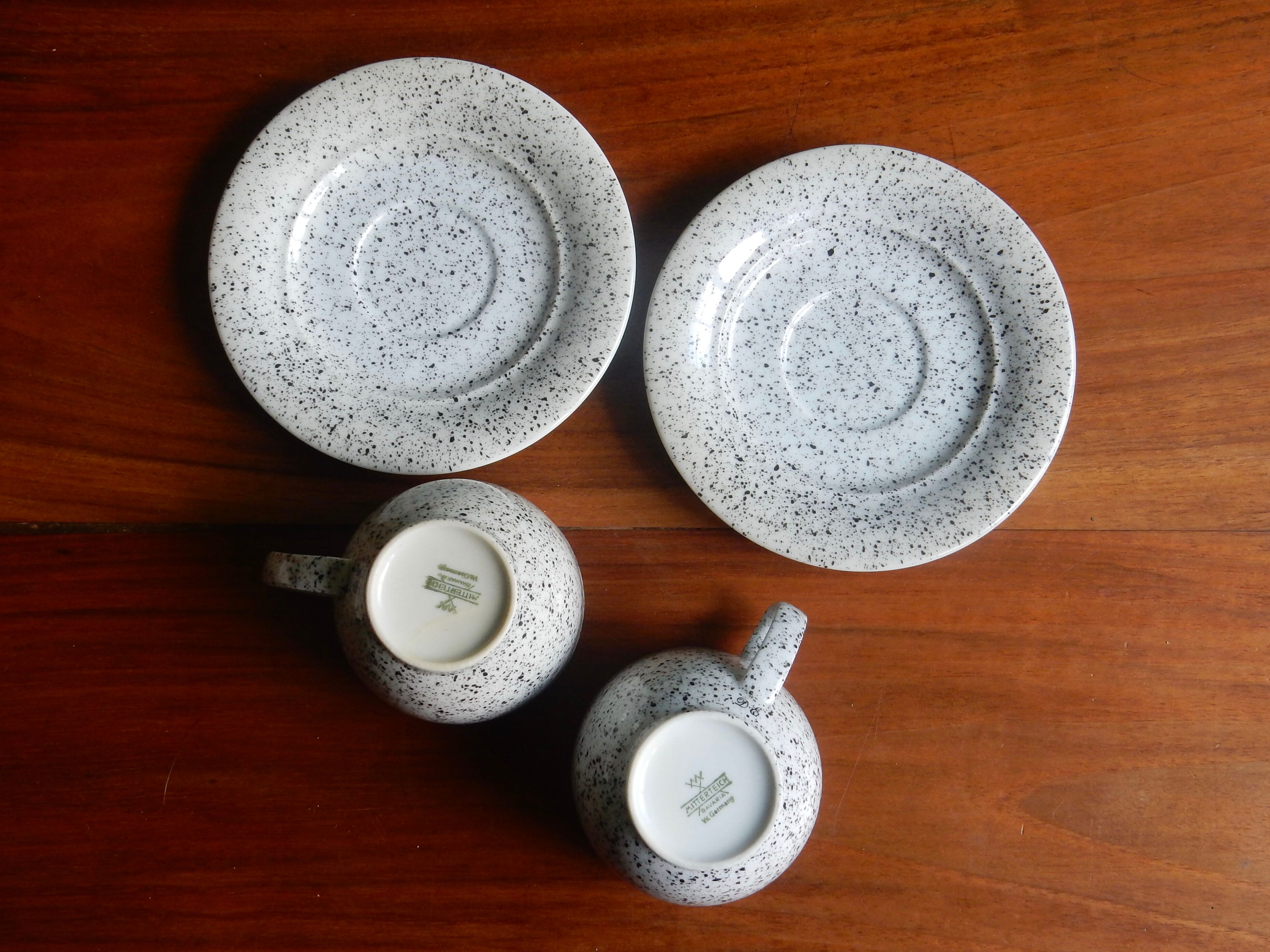 Bavaria, 2 coffee cups, 80s sandstone cups, West Germany