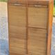 Curtained filing cabinet in golden blond oak 2 columns from the 1950s