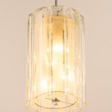 Cylindrical suspension light with crystal glass by Doria, Germany, 1970s.
