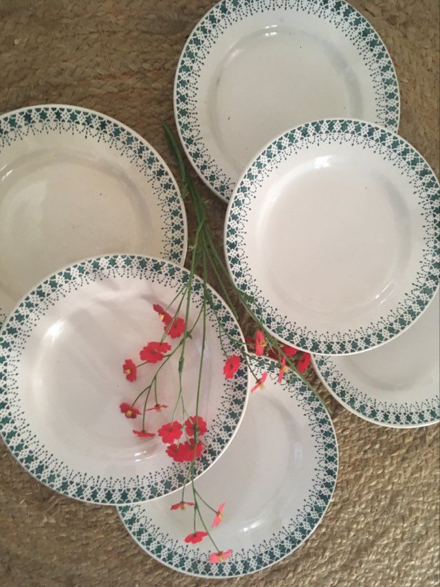 Assiettes semi-plates terre de fer Digoin Sarreguemines.