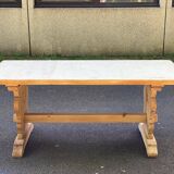 Renovated monastery farmhouse table in 20th century pine wood 180cm