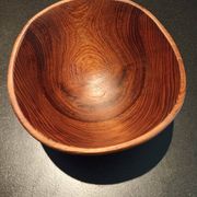 Salad bowl and salad cutlery made of exotic wood
