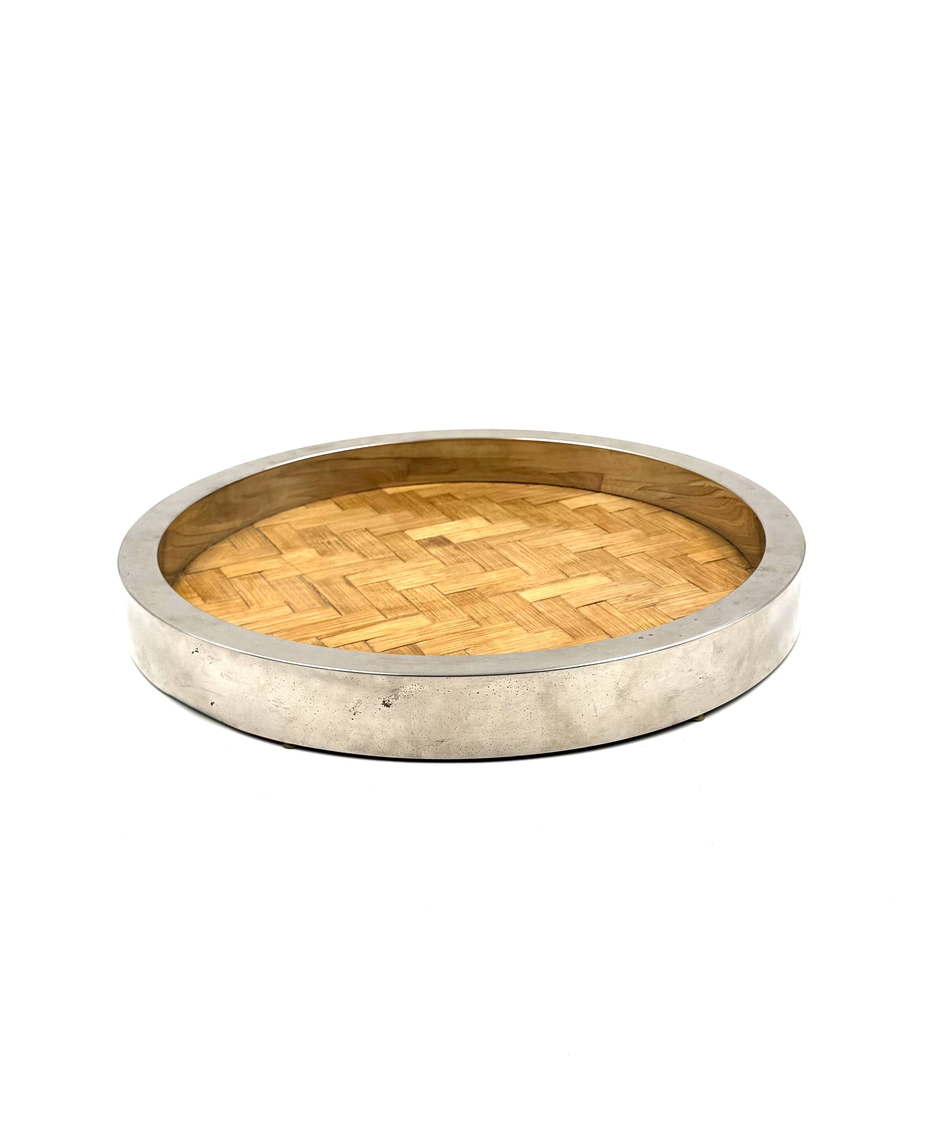 Hollywood regency bamboo and brass tray, Italy 1970s