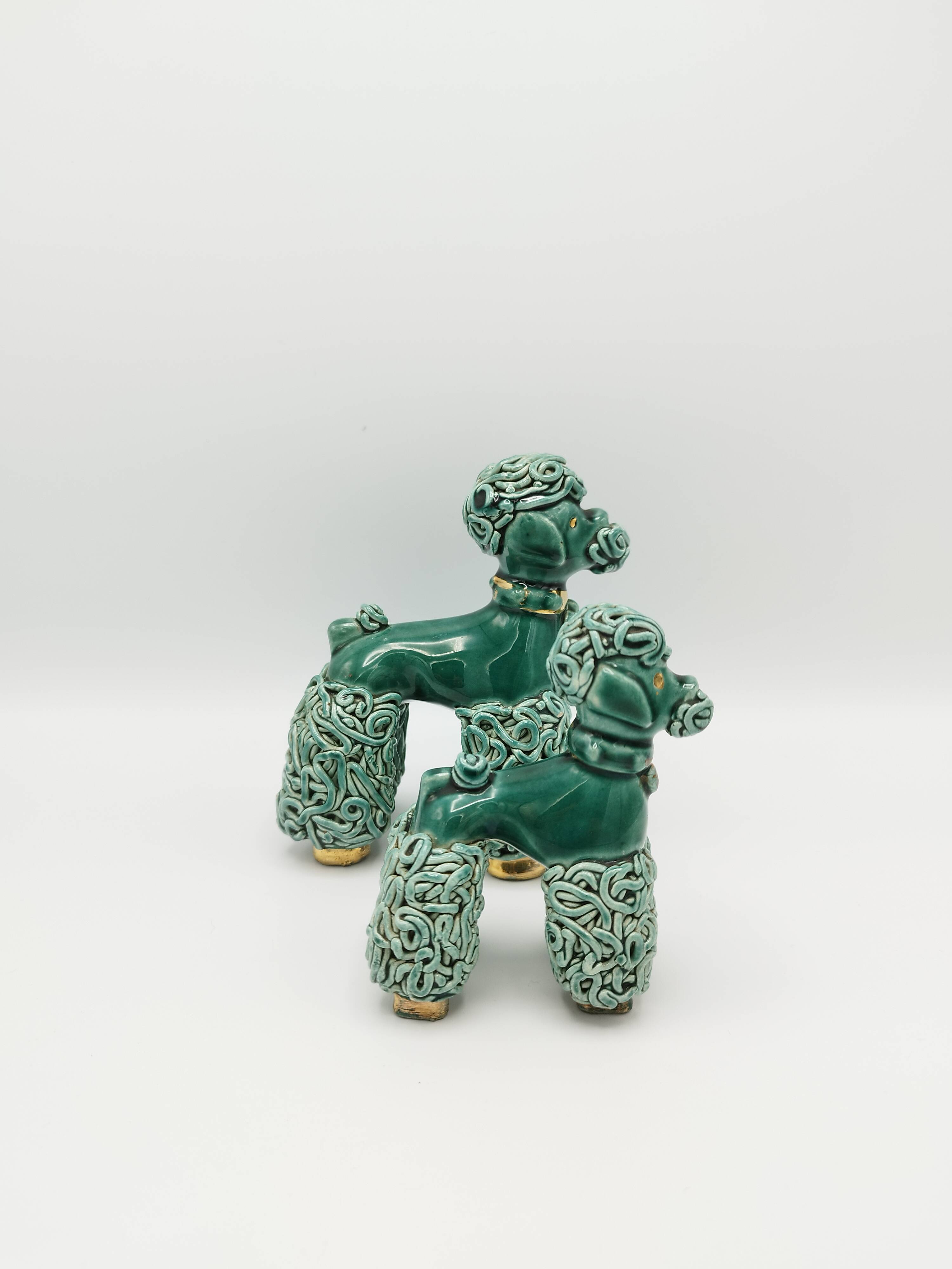 Lot of 2 royal poodles in 1960s spaghetti ceramic