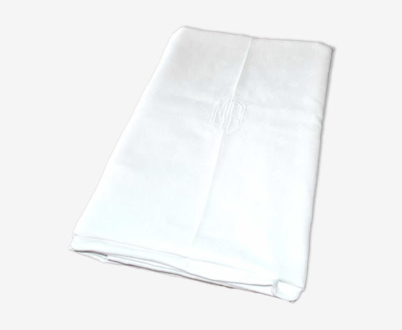 Nappe de campagne en coton damassé brodé mg 160x290 *d8*
