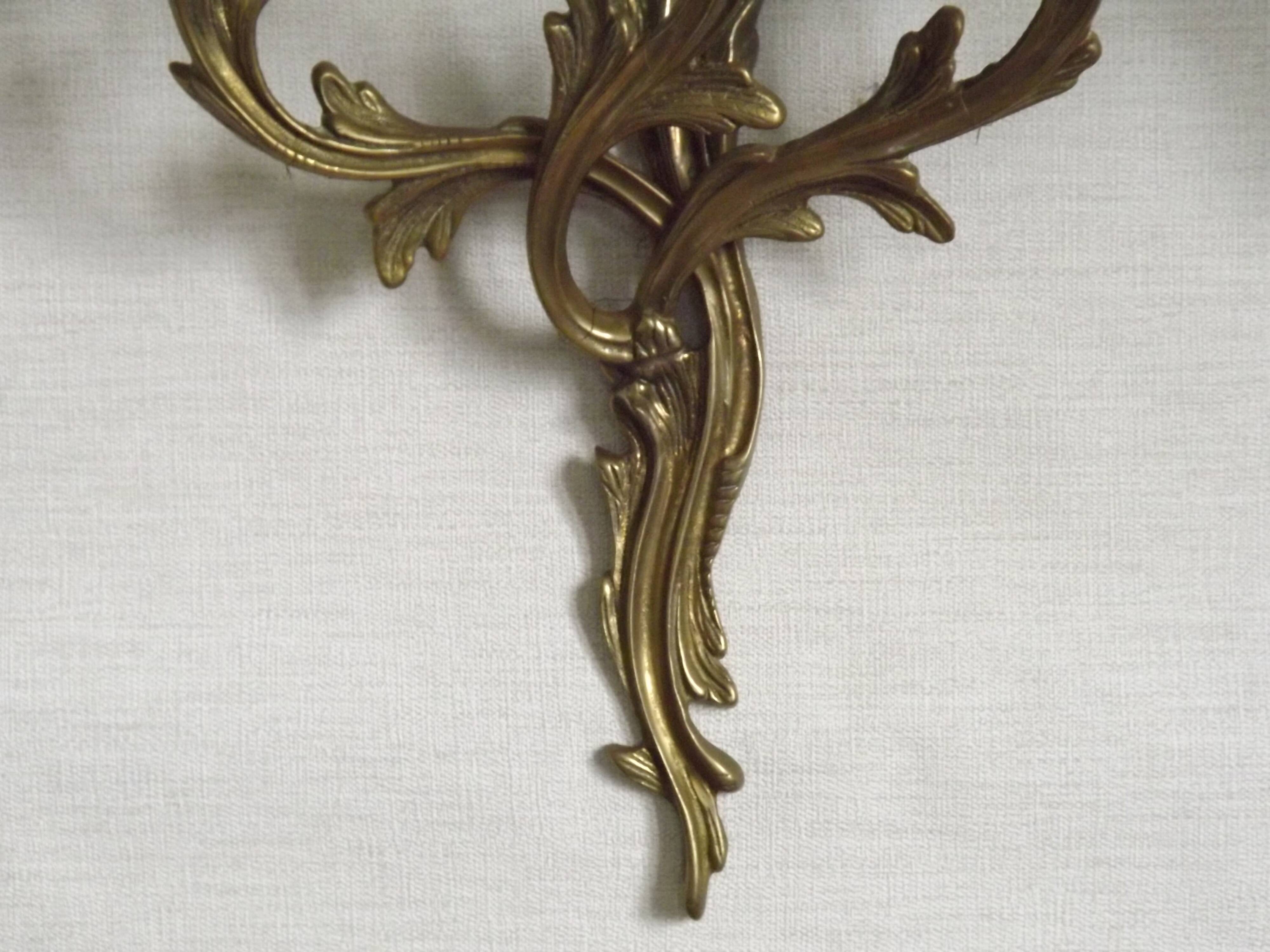 Magnificent Pair of French Antique Bronze Three-Light Acanthus Wall Sconces