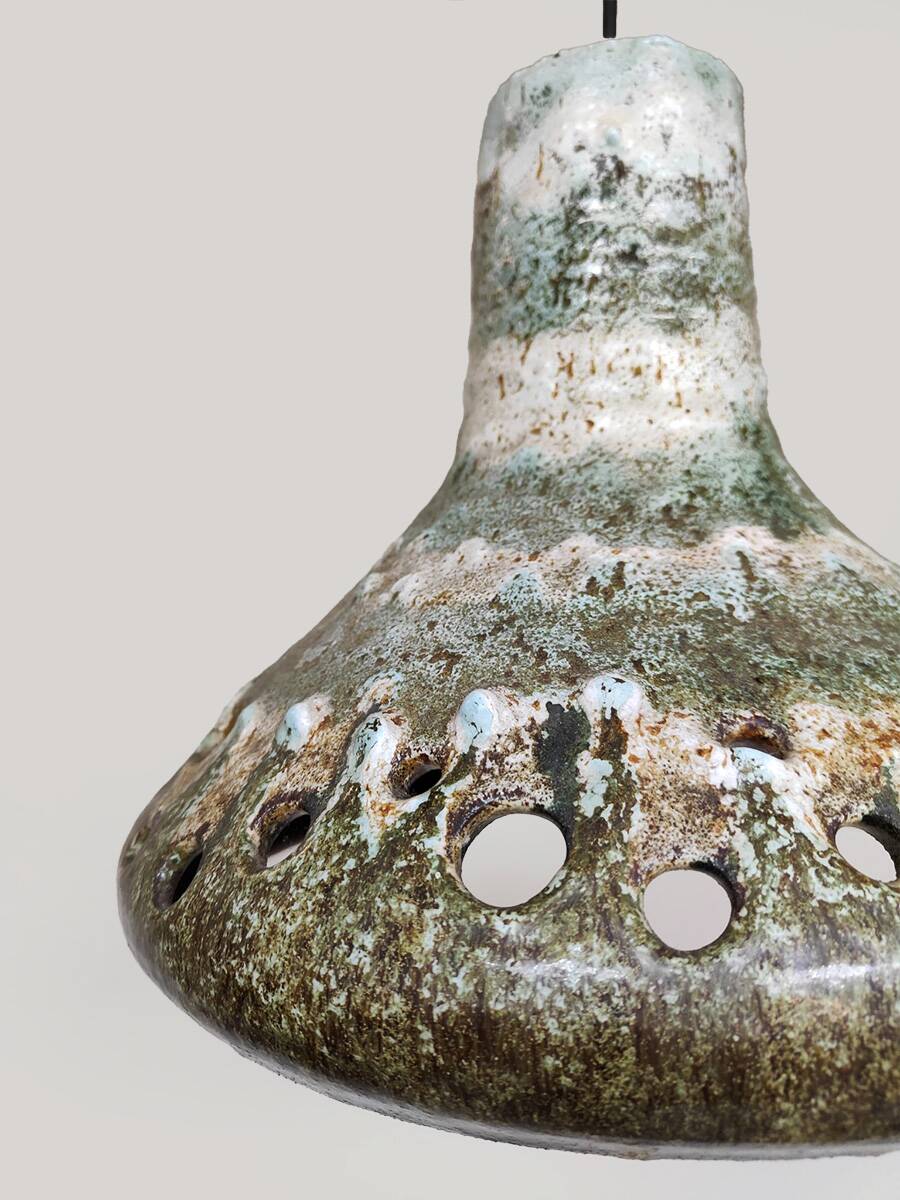 Midcentury ceramic fat lava vintage pendant lamp