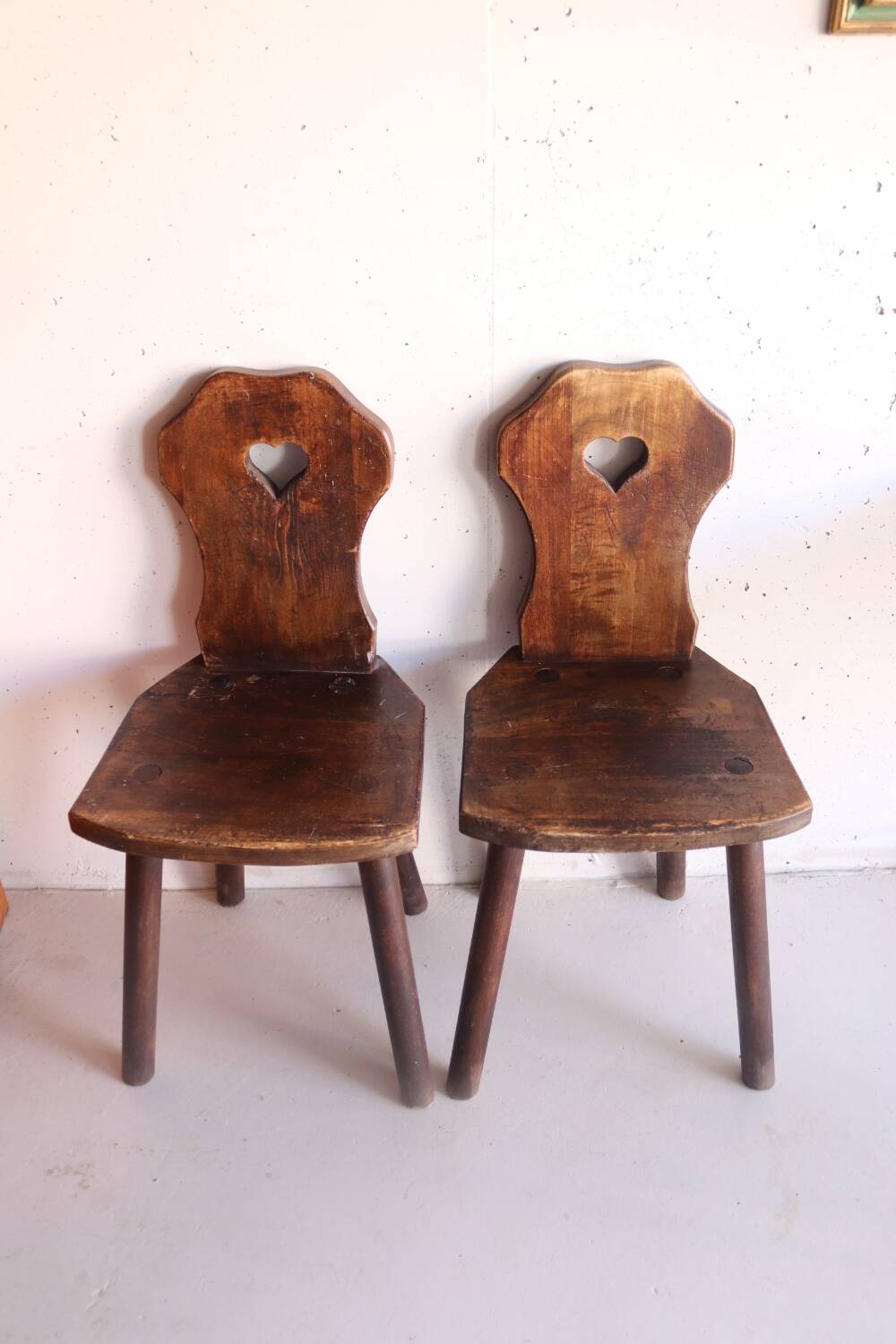 Pair of antique Alsatian wooden chairs