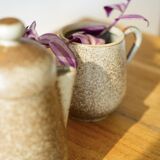 Stoneware pitcher & vase set