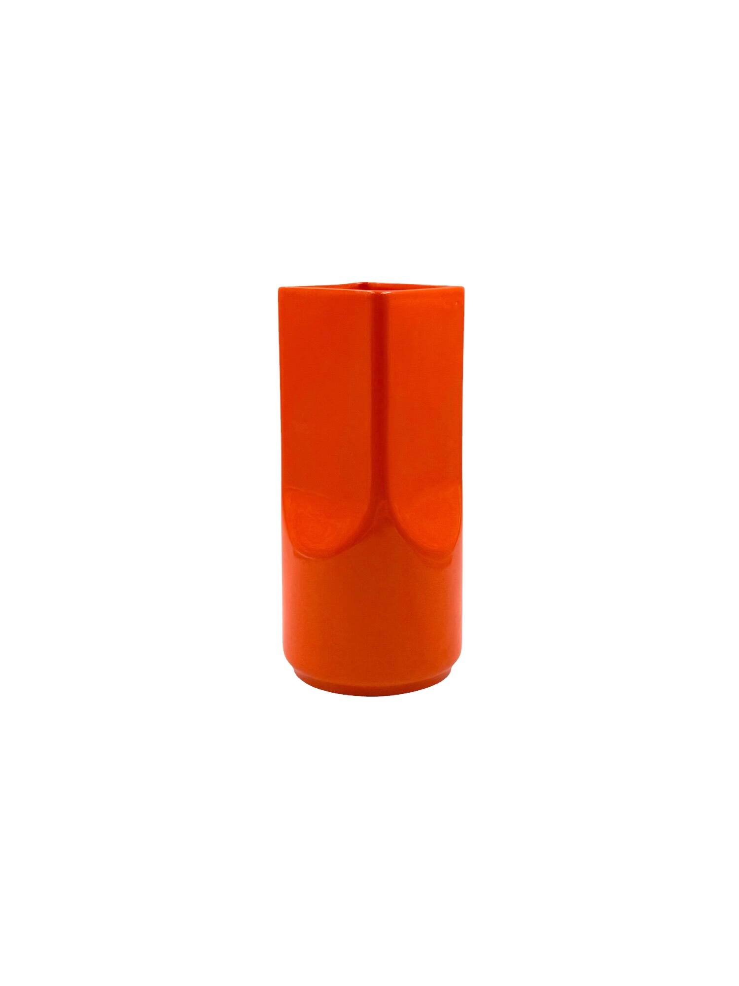 Studio Opi, space age orange ceramic vase, Gabbianelli Italy ca. 1960