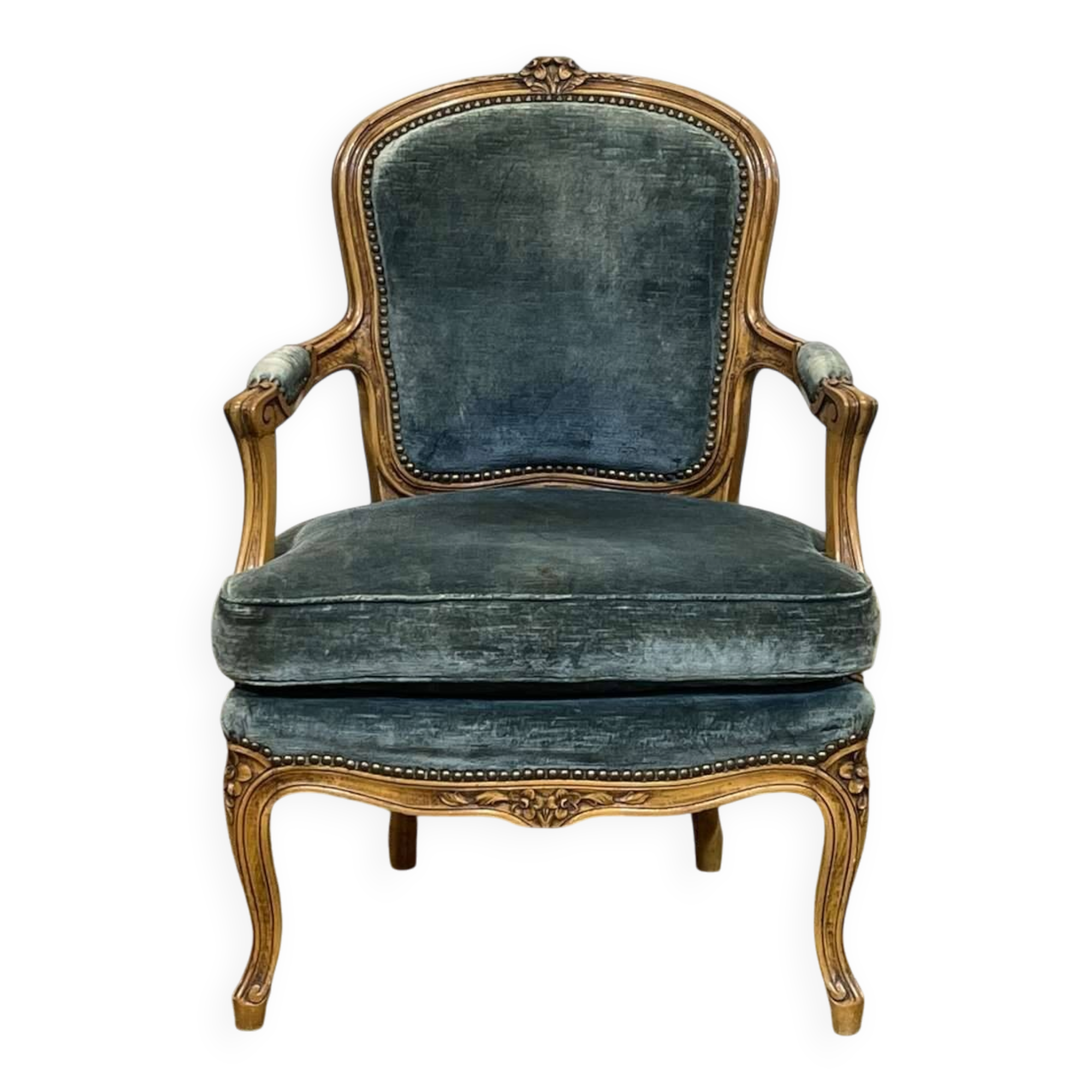 Fauteuil cabriolet de style Louis XV en hêtre
