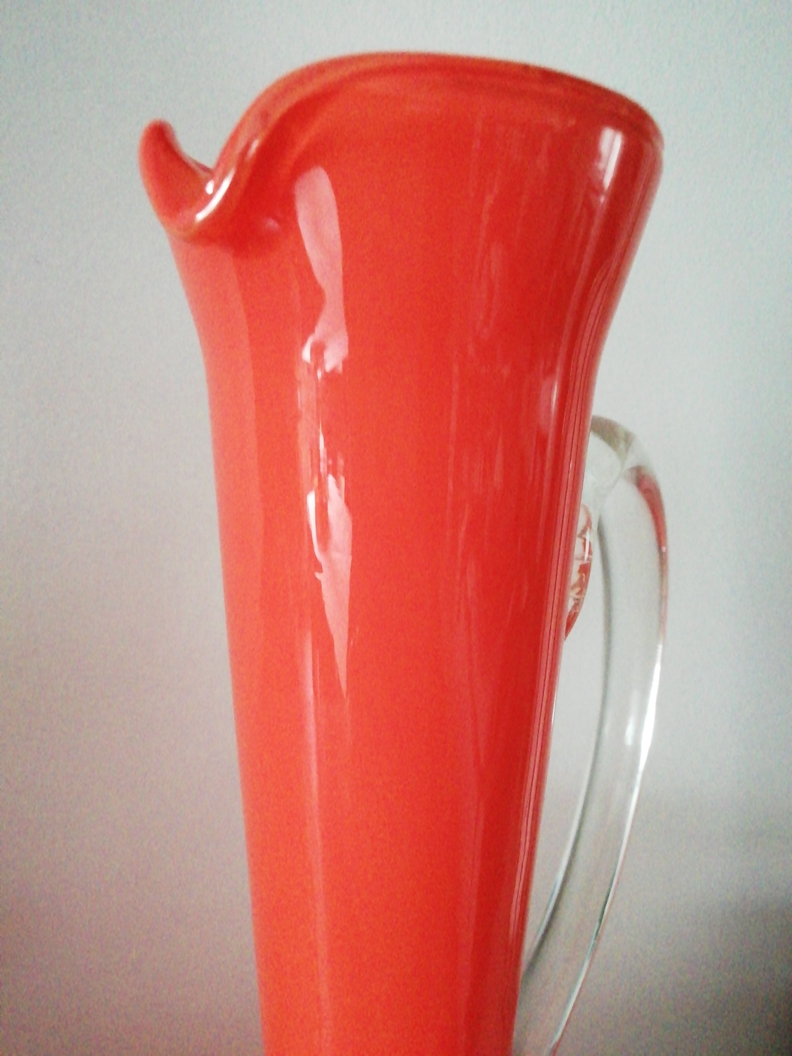 Vase, pichet verre Empoli orange année 70