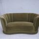 1960s, Danish 2-seater "Banana" sofa, original green furniture velour.