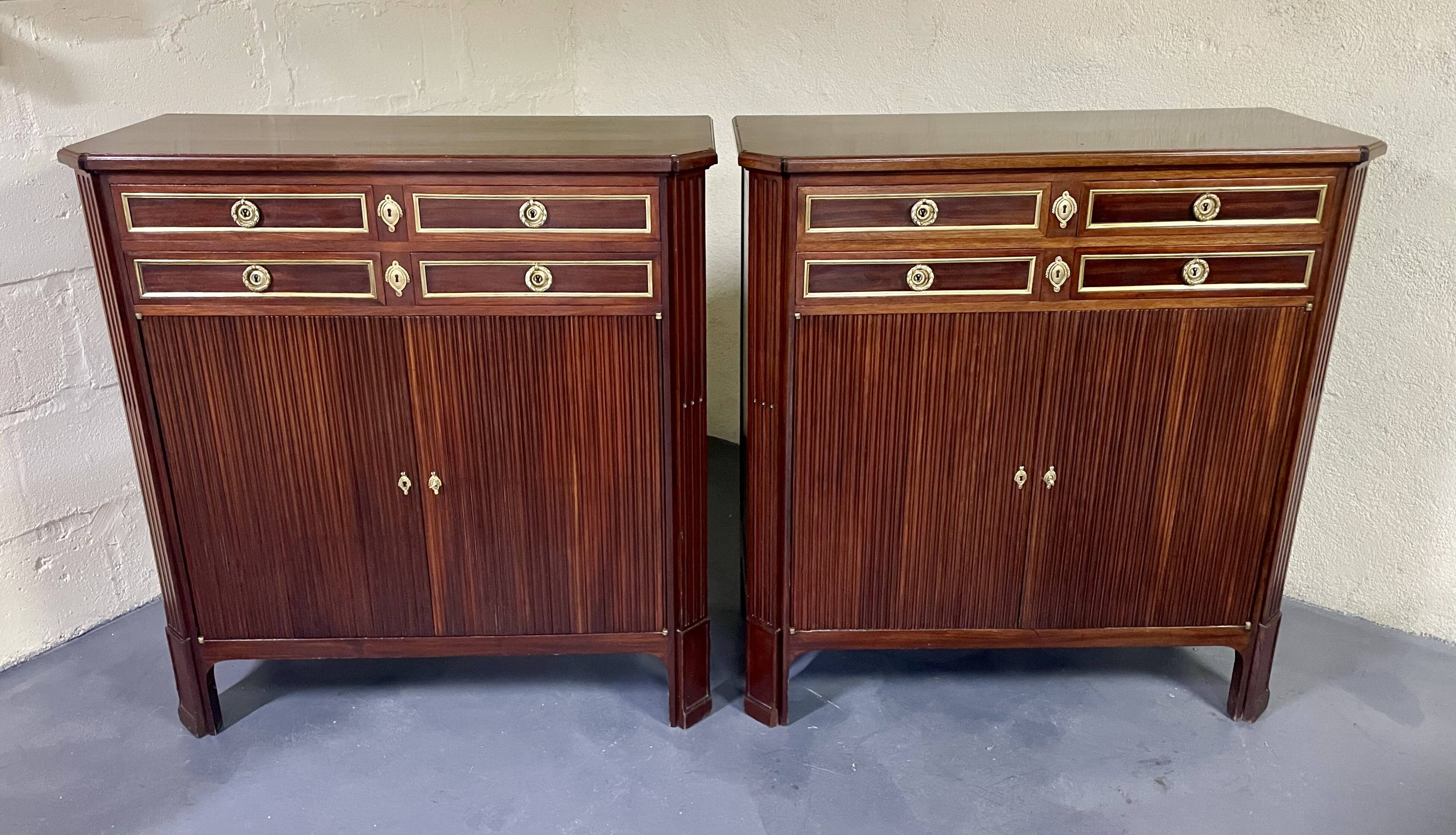 Pair of Louis XVI style mahogany sideboards