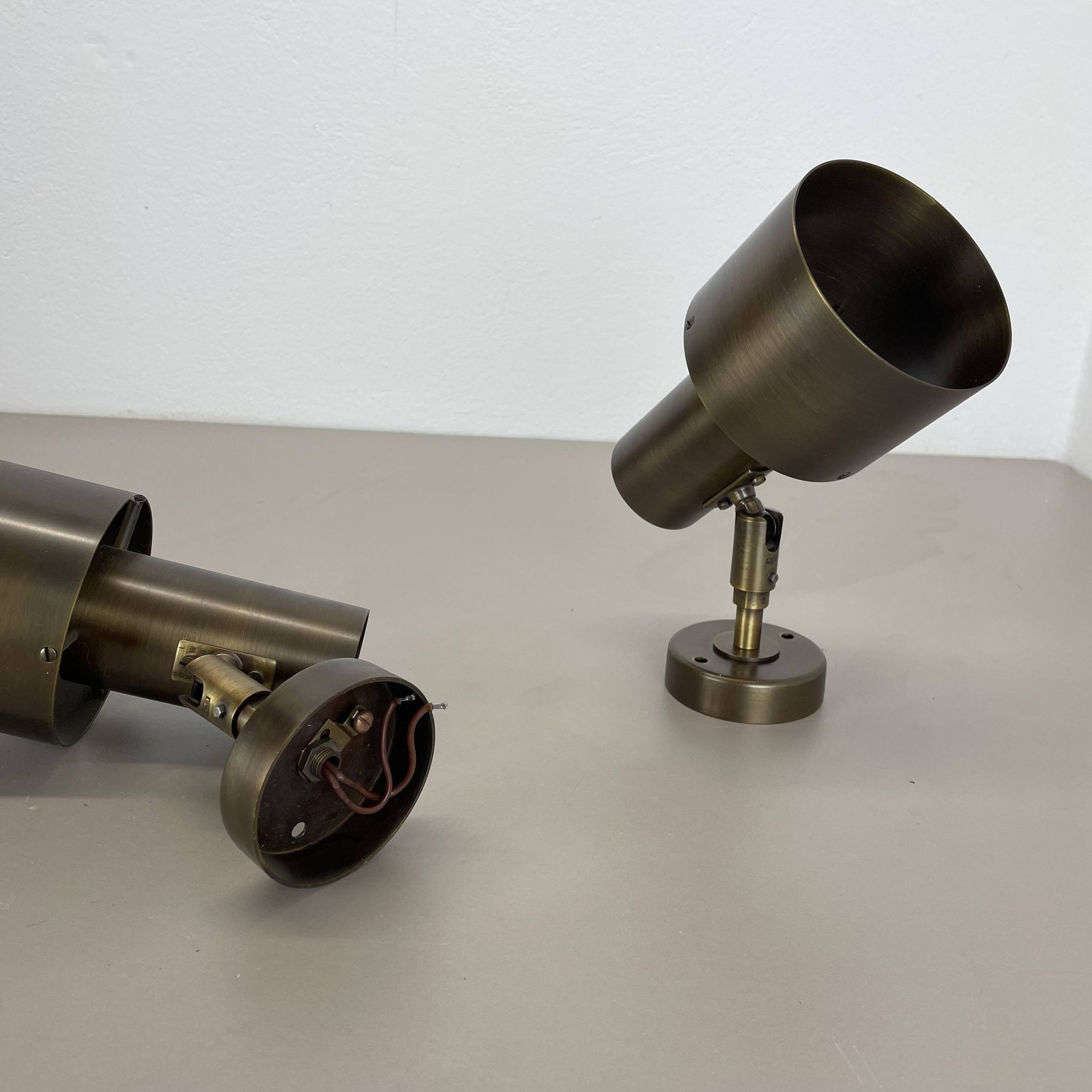 set of 2 Brass Spot elements ceiling wall Lights by OMI Lighting Germany, 1970s