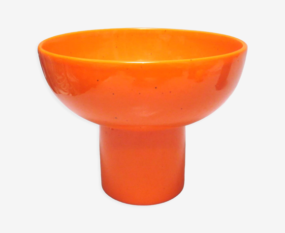 Vase en céramique orange Italie Années 60