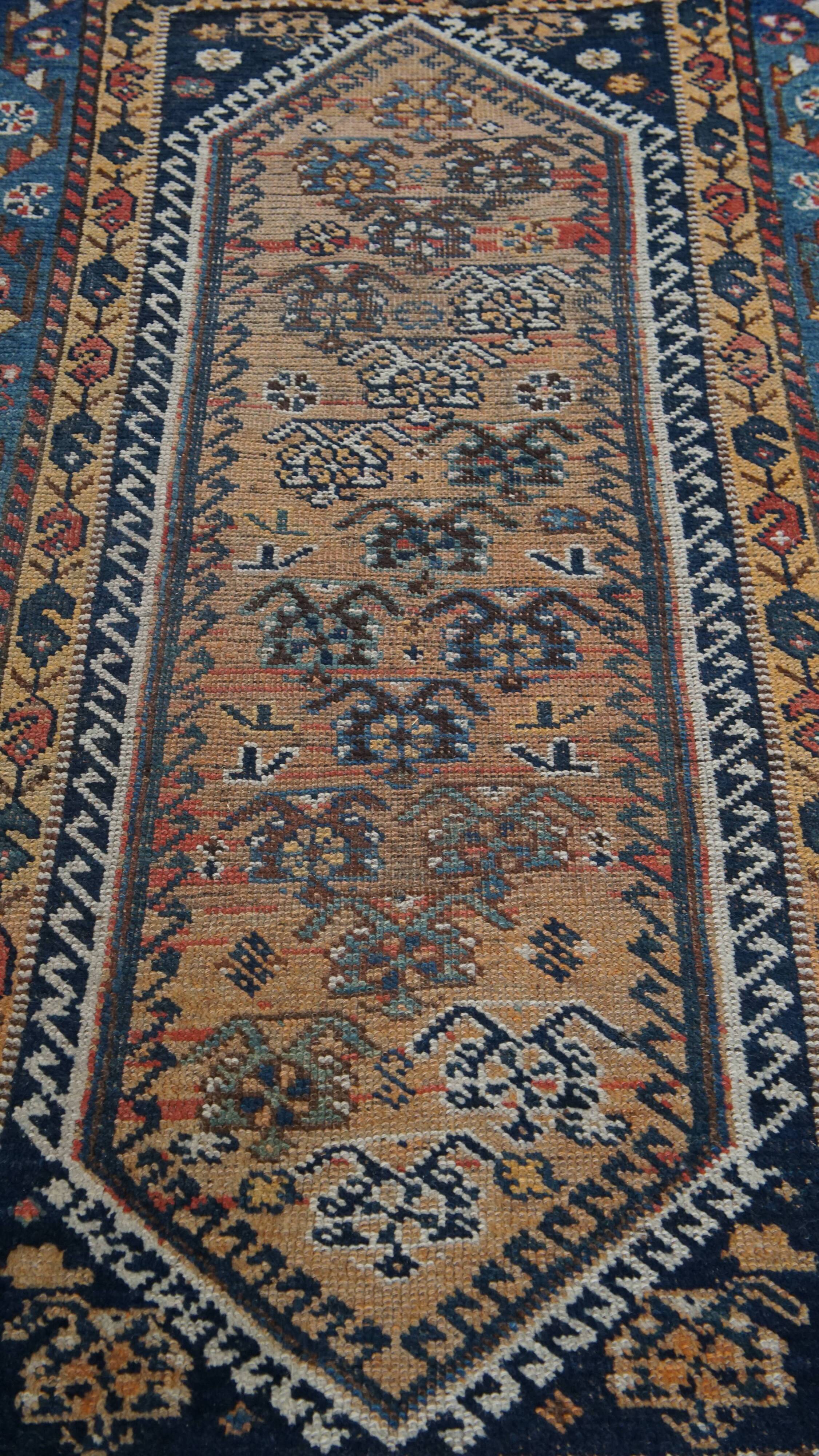 Vintage Hand-Knotted Rug with Patterns – 172x88cm
