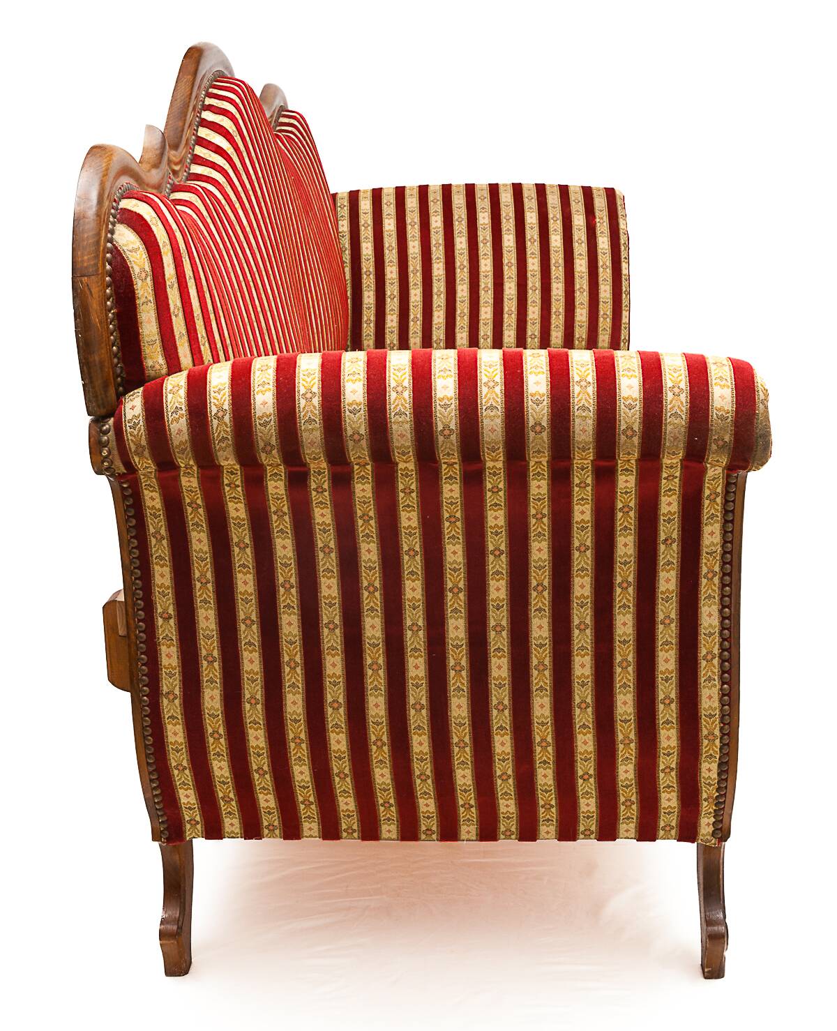 Reclining sofa in silk fabric