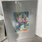 Oil chalk drawing flowers