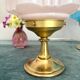 Art Deco lamp from the 1930s with an opaline globe featuring a pink flower.