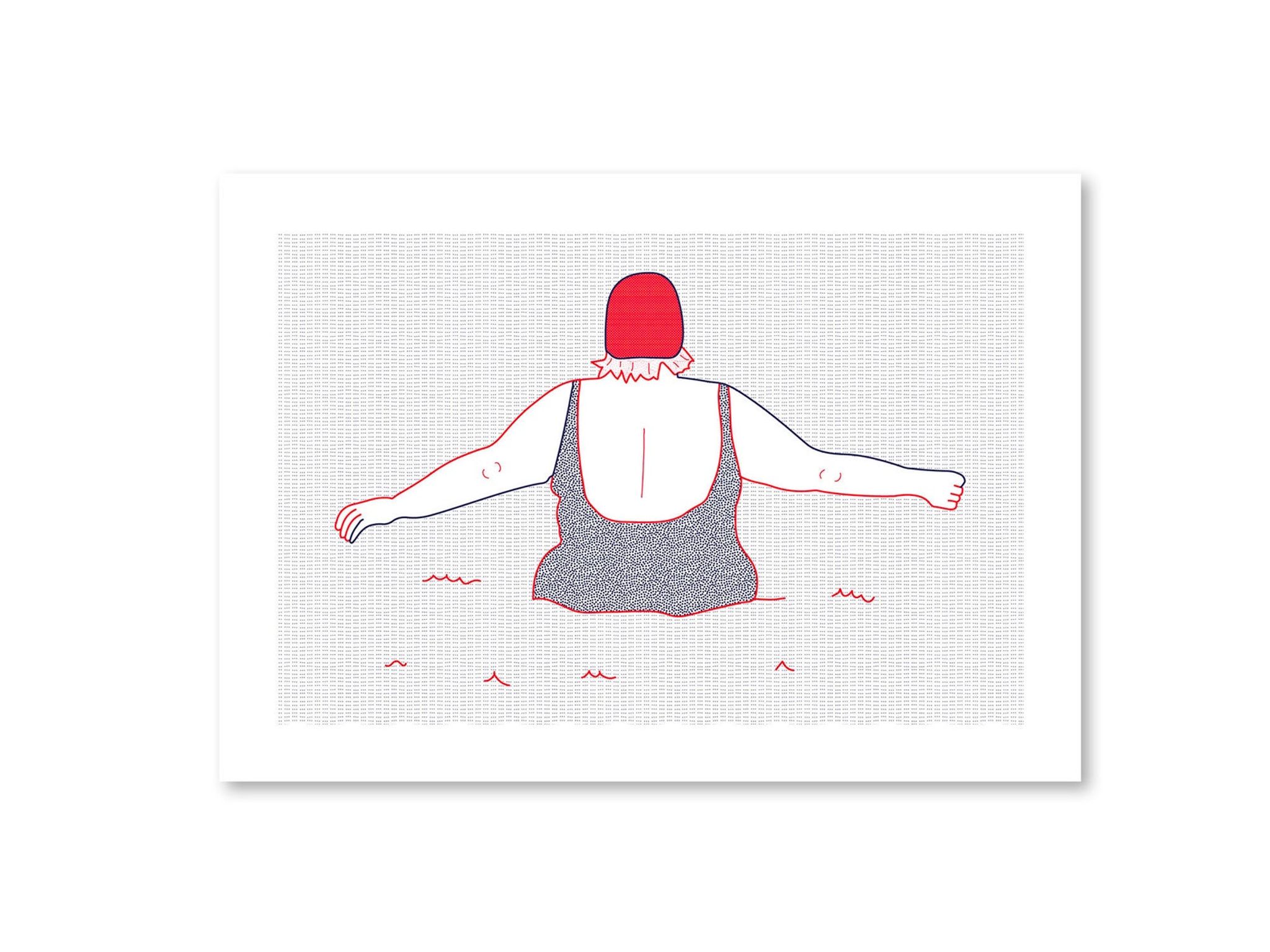 Illustration A4 naiade no. 2/8 bretagne baigneuse mer