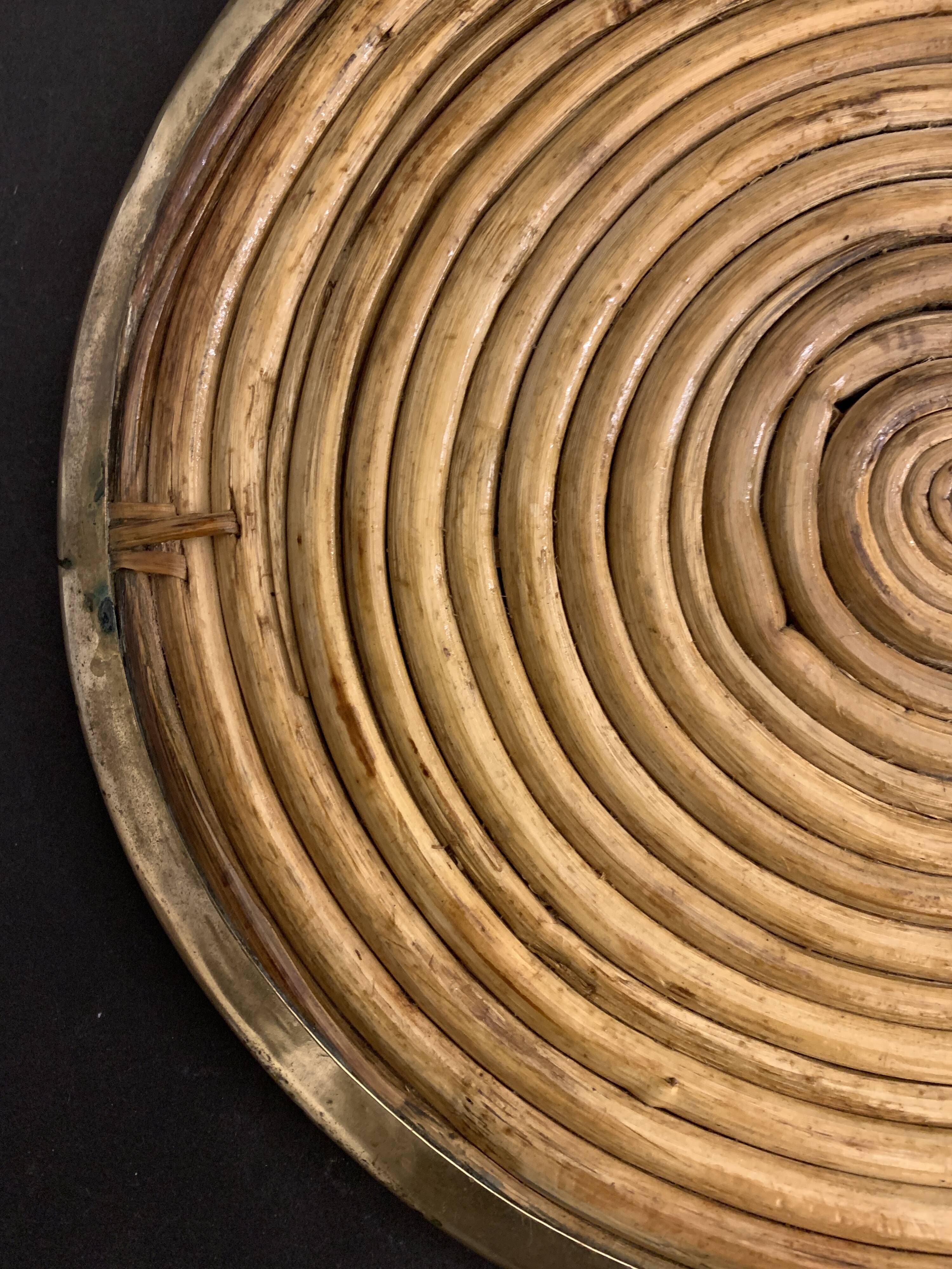 Round rattan and brass underside, 1960