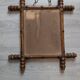 Antique turned bamboo mirror with pitted glass 45x39 cm