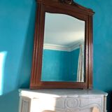 Antique carved solid wood buffet mirror, late 19th century.