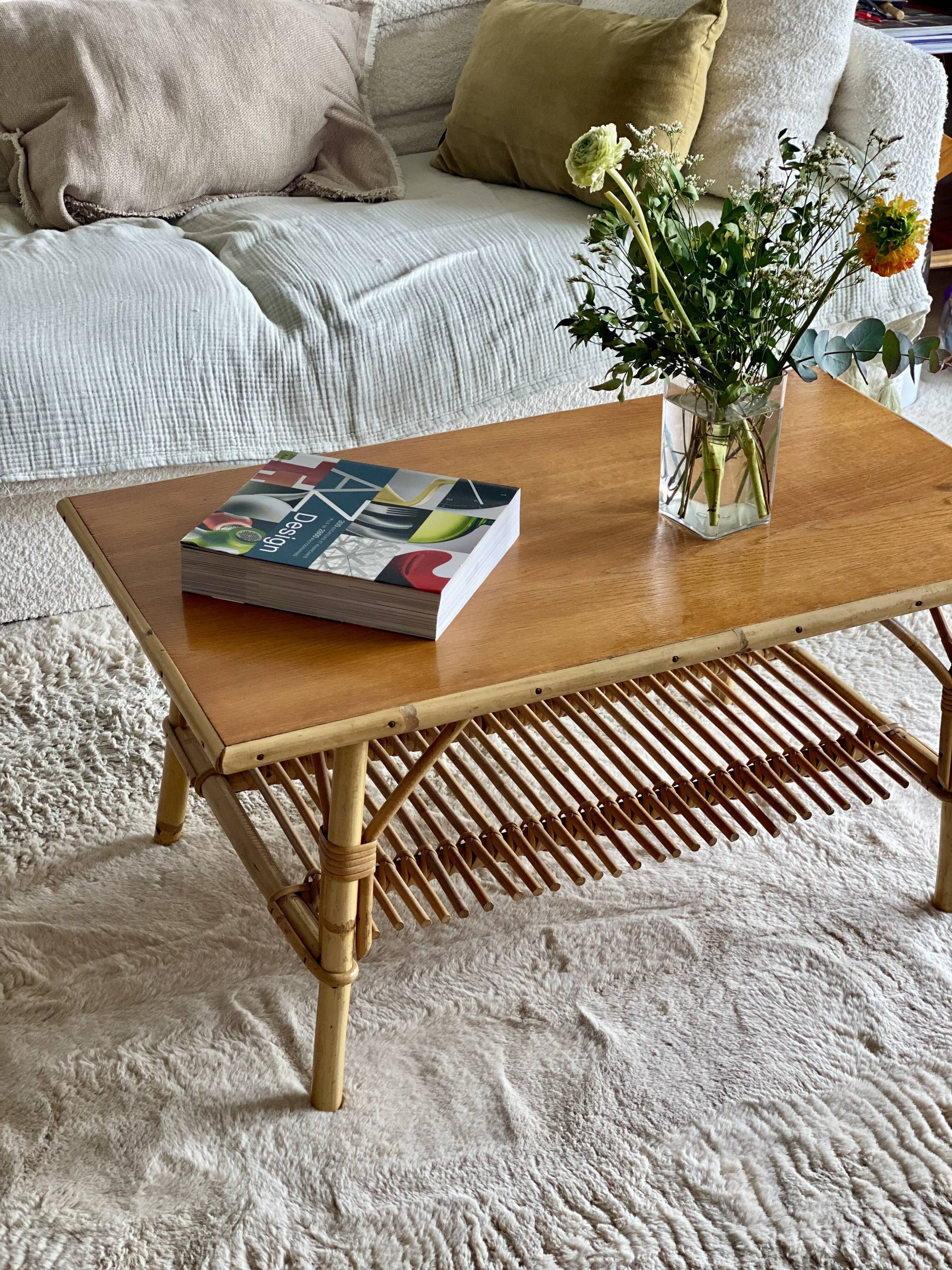Vintage rattan coffee table