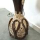 Brown ceramic lamp by Besigheimer Leuchten with illuminated base