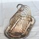 Large vintage silver metal toast rack - Curtain bow detail
