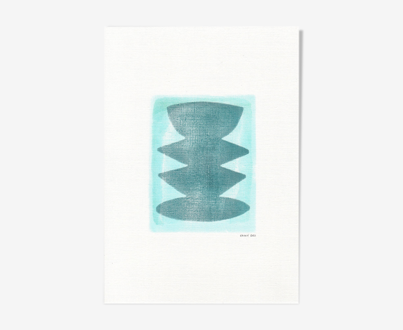 Peinture sur papier • turquoise m415 • signée eawy