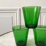 Set of 4 green glasses 70s
