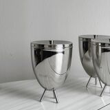 3 pots à condiment en métal argenté
