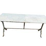 Double cast iron and marble bistro table signed Rieux Lyon 1900