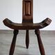Brutalist Tripod Chair in Sculpted Wood, France