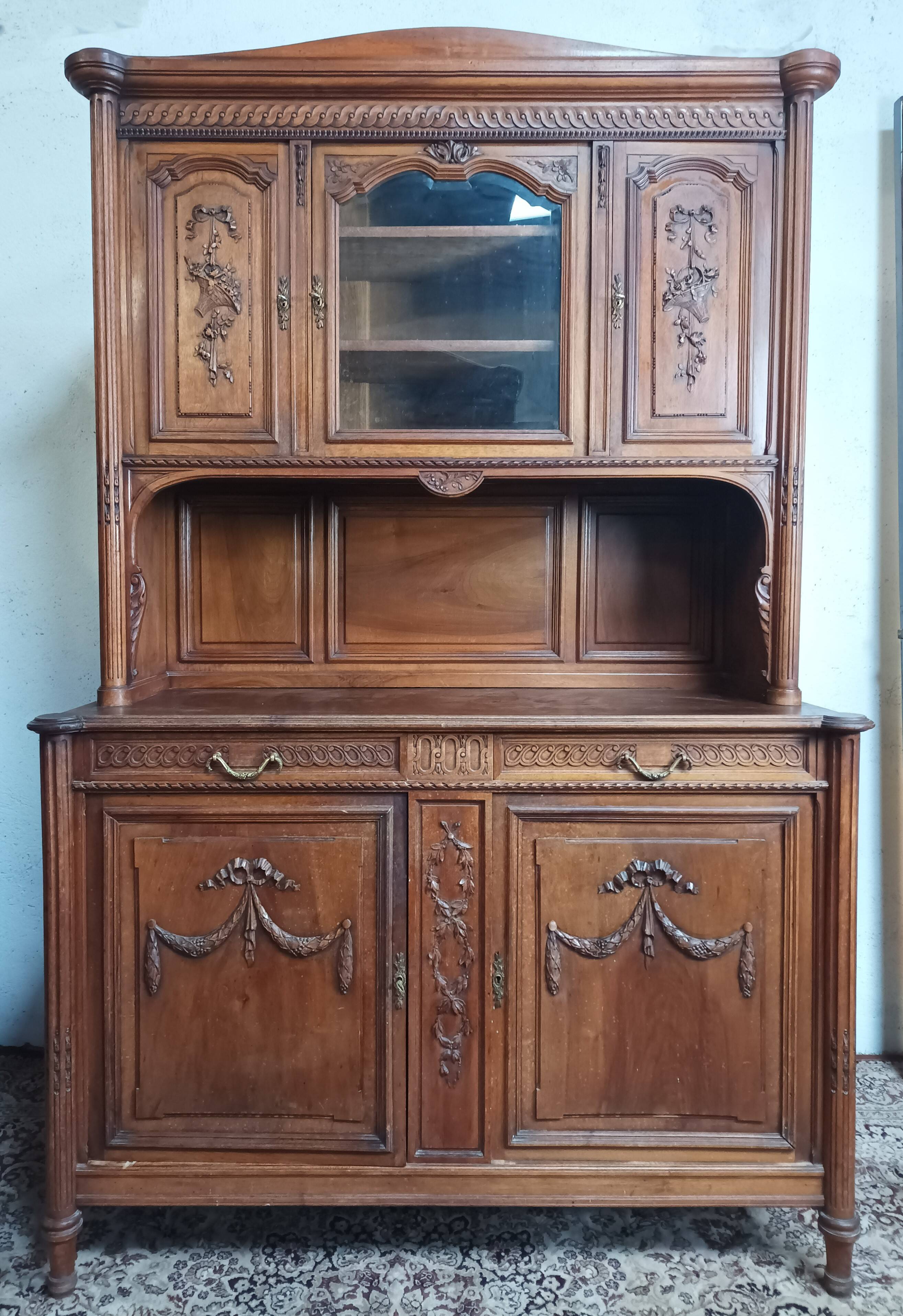 Louis XVI two-body sideboard stamped in walnut