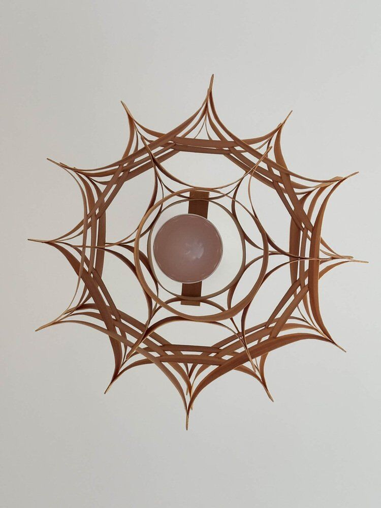Mid-century wooden pendant lamp by Hans-Agne Jakobsson, Sweden, 1970s