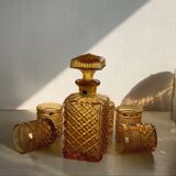 Vintage Italian liqueur service in amber glass – "Pointe de" work