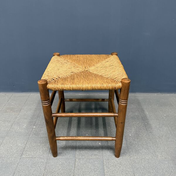 Ensemble de tabourets hollandais en bois de hêtre avec assise en paille