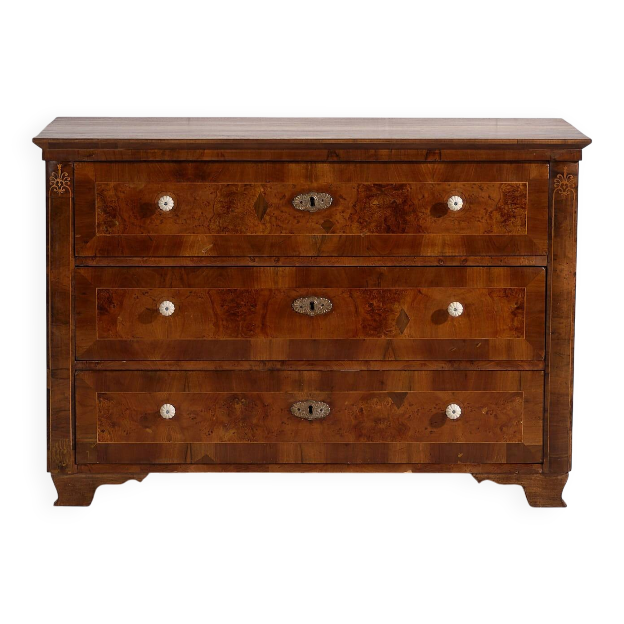 Antique Biedermeier chest of drawers with three drawers (circa 1850)