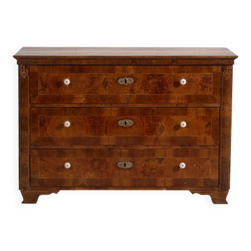 Ancienne commode Biedermeier à trois tiroirs (vers 1850)
